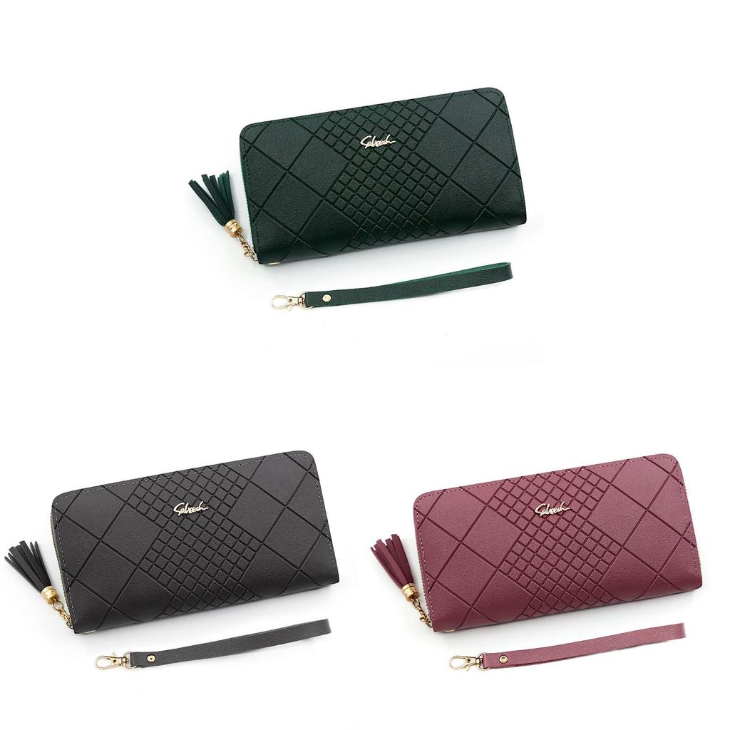Minimalist Pu Long Wallet With Geometric Pattern For Daily Use