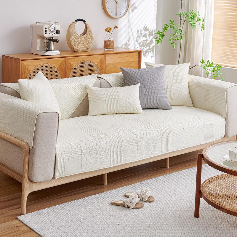 Nordic Simple Solid Color Sofa Cushion Four Seasons Pure Cotton Fabric Non-slip Cotton Seat Cushion Universal Modern Sofa Cover Cover