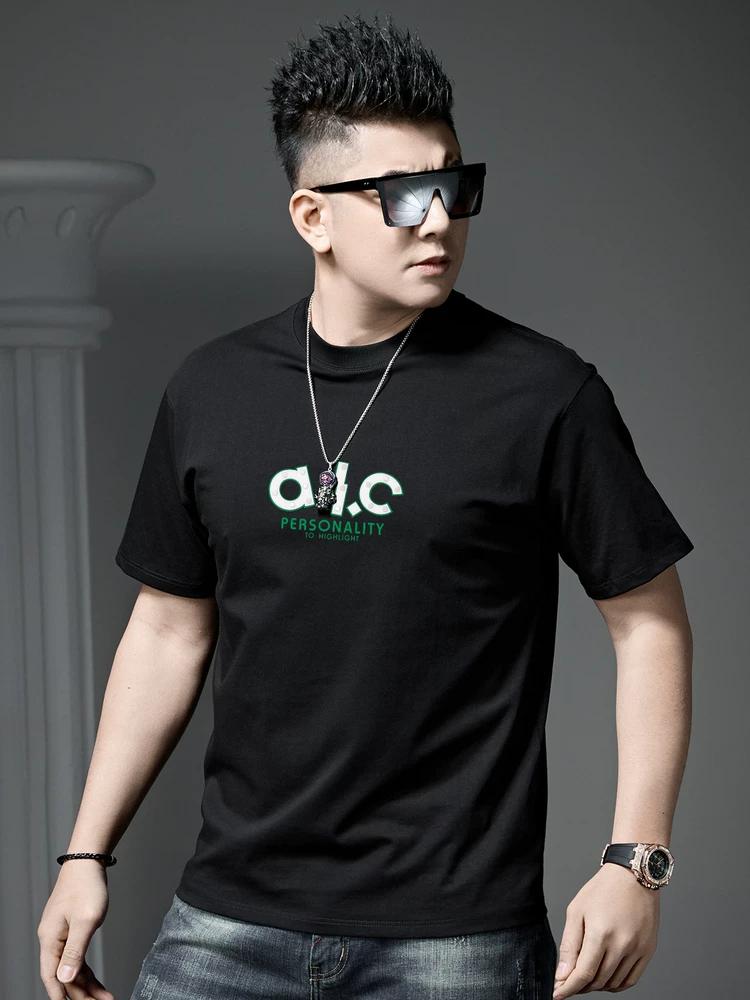 European Style Trendy Letter Print Short-Sleeve T-Shirt for Men 2025 New Summer Fashion Brand Loose Half-Sleeve Top for Men