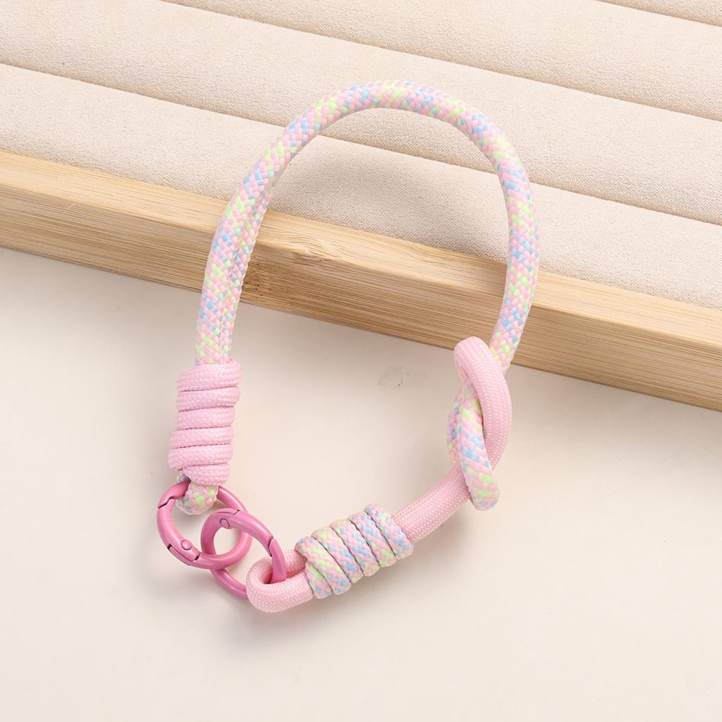 Color-blocked Double-buckle Knotted Hand-woven Short Mobile Phone Lanyard