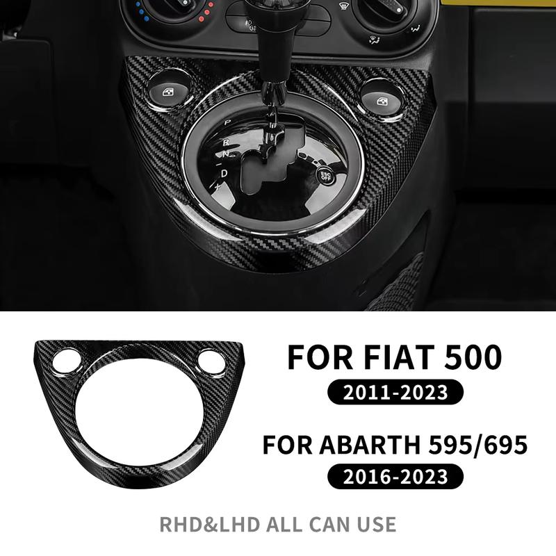 For Fiat 500 2011- For Abarth 595 695 2016-     Manual Gear Shift Cover Real Hard Carbon Fiber Sticker