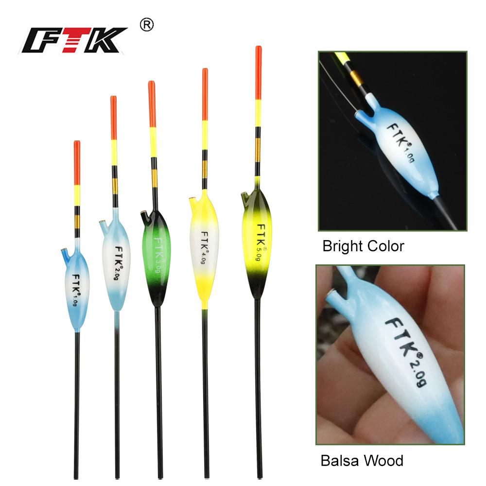 FTK 5pcs/lot Fishing Float Size 1g/2g/3g/4g/5gBarguzinsky Fir Floats Buoy Bobber Fishing Floats Multicolor Fishing Tackle Pesca
