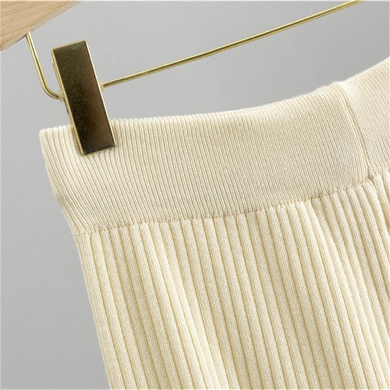 Knitted Set Women's Autumn Short Sweater Wide Leg Pants Two Piece Set