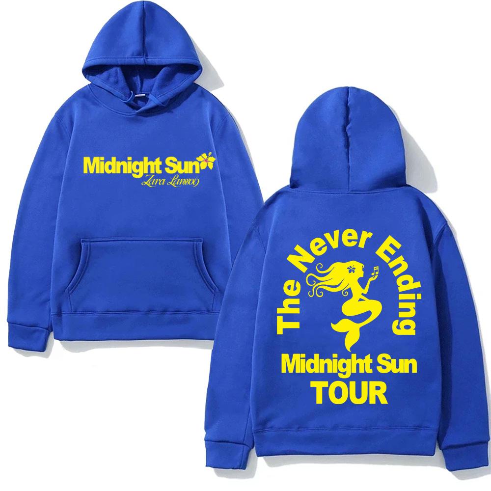 Zara Larsson Grafiskt Tryck Huvtröja The Never Ending Blue Huvtröja för Höst/Vinter Avslappnad Fleece Tröja Bekväm Huvtröja
