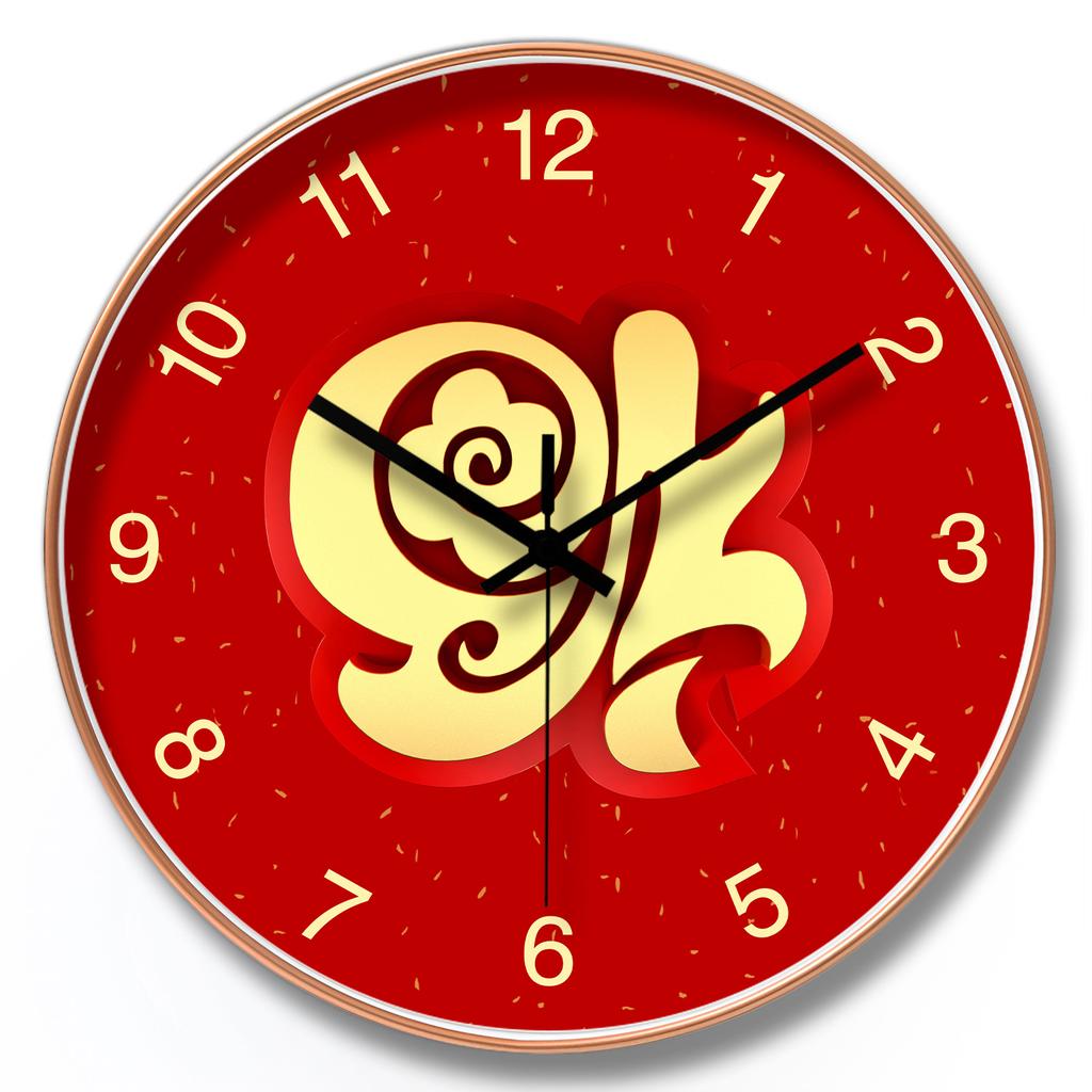 8-inch 20cm clock living room Chinese red wall clock bedroom dining room silent creative festive clock