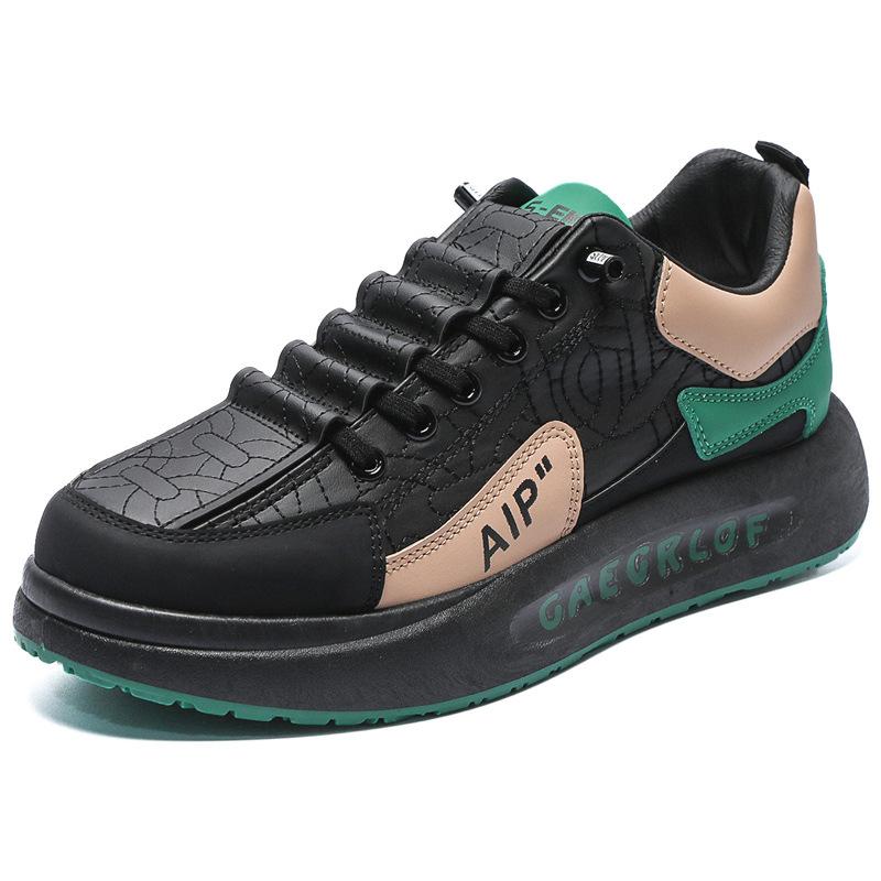 Sneakers Men's New Trendy Versatile Low-top Casual Leather Shoes Platform-soled Fashion Board Shoes Forrest Gump Shoes Color Matching Loafers