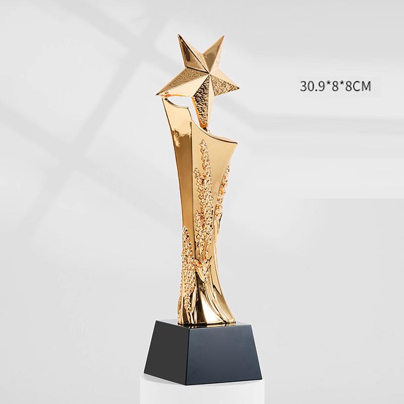 

Customized Five Stars Resin Trophy, Awards Souvenir, Annual Meeting Outstanding Staff, Competition, Home Decor Crystal Base, 1Pc
