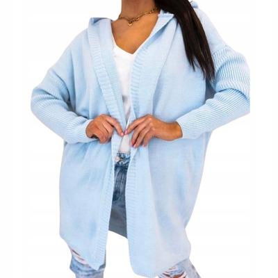Long Women's Oversize Cardigan Scented Baby Blue