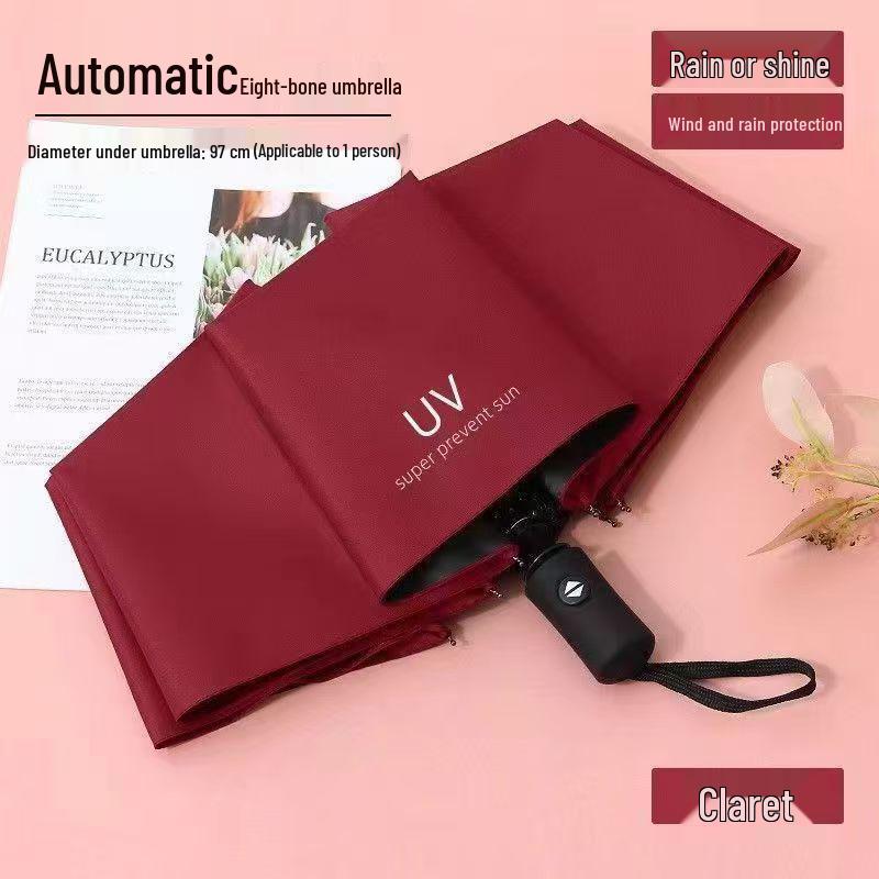 Women's Anti-UV Black Glue Sun and Rain Three-Fold Umbrella - Customizable Logo Parasol