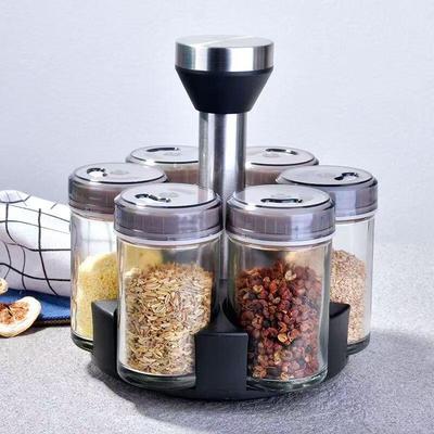 SIFAR Glass Rotating Spice Jar Set