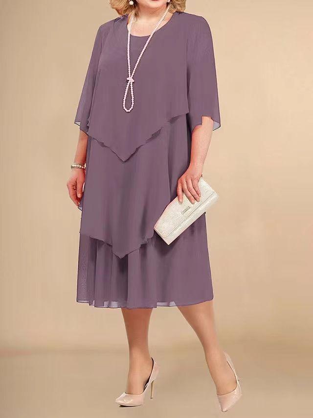 Chiffon Plus Size Mom Beach Wedding Dress