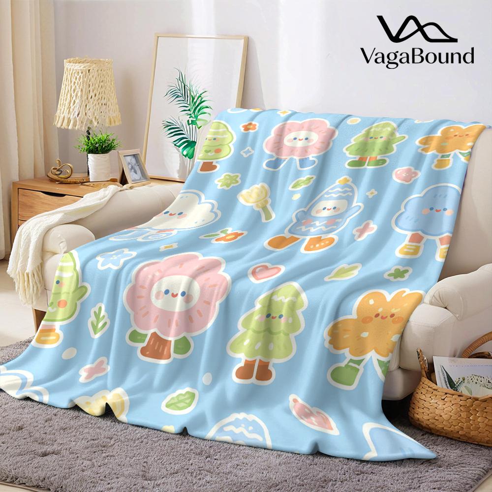 Cute Nature Characters Flannel Blanket Warm Soft Halloween Christmas All-Season Couch Decorative Cozy Warm Gift