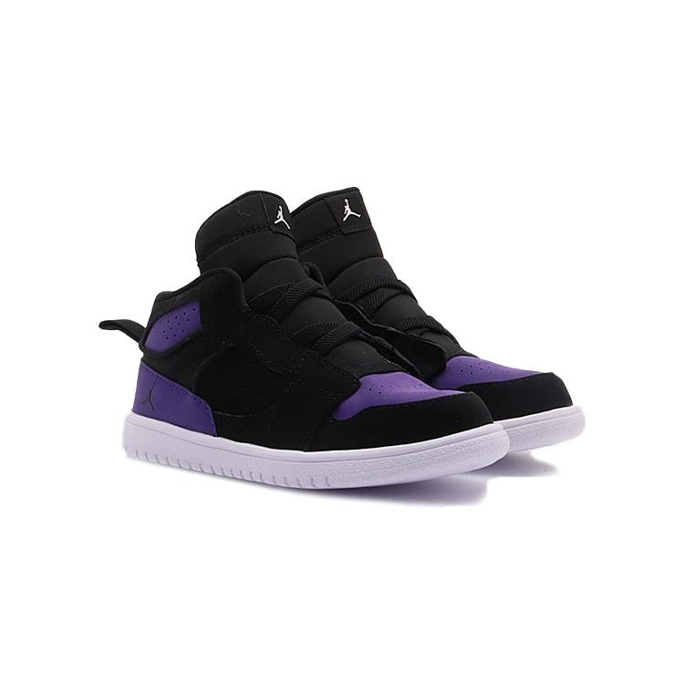 Jordan Access Air Basketball Shoes Slip Resistant Cushioning Abrasion Resistant Mid top Toddler Shoes Black Purple AV7944-005