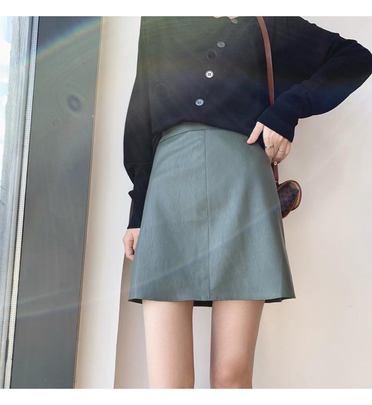 

2024 High Waist PU Leather A-Line Mini Skirt - Solid Color, Plus Size, Slimming Wrap, Summer Chic 3XL