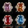 Jewelry Copper Bottom Gold-Plated Simulation Red Corundum Blue Spinel Bow Ring 12 * 16