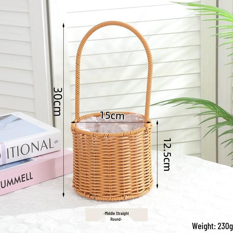 Handwoven Rattan Basket: Fruit, Picnic, Flower Tote for Festivals & Decor