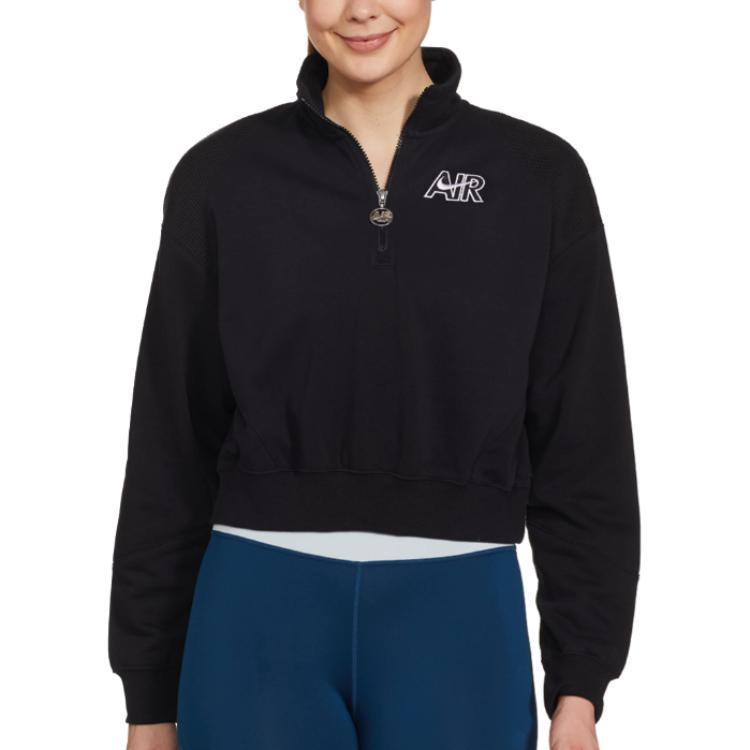 Nike Sportswear Air 1/4 Zip Fleece Top Women Tops Black DM6074-010