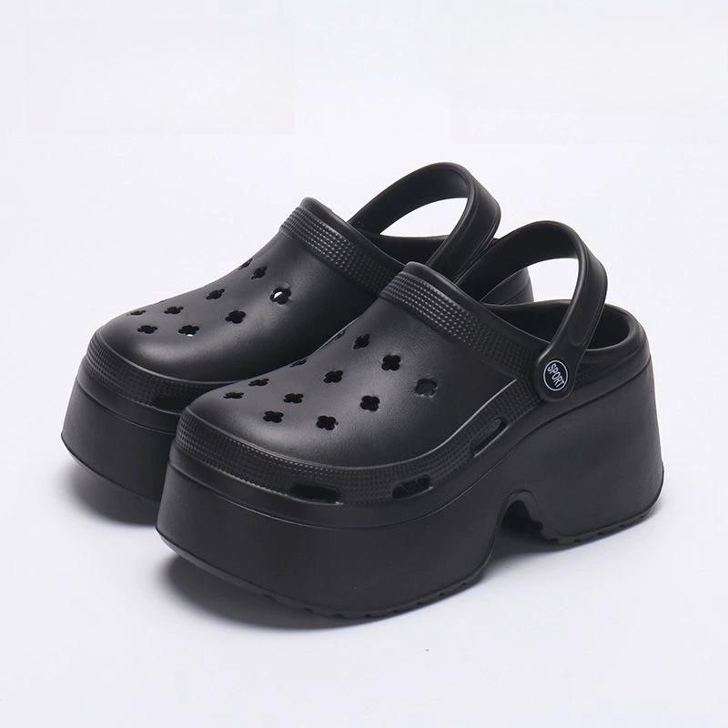 Перфорированная обувь на толстой подошве для женщин, уличные тапочки для женщин, летняя домашняя обувь для женщин, парные EVA тапочки, сандалии 39/40