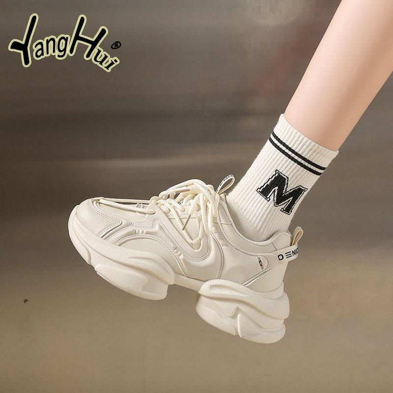 Baskets Confortables à Semelle Épaisse pour Fitness et Course à Pied 2024 Mode Décontractée Antidérapantes Chaussures de Sport pour Femmes Printemps Été