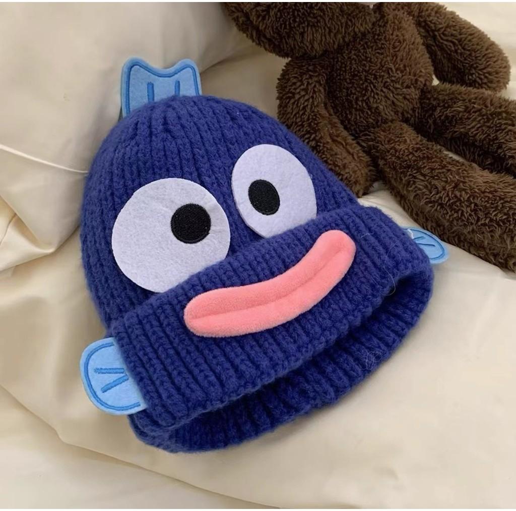 Lovely Funny Ugly Fish Hat Women Autumn Winter Thick Warm Ear Protection Knitted Wool Hat Student New Cold Hat