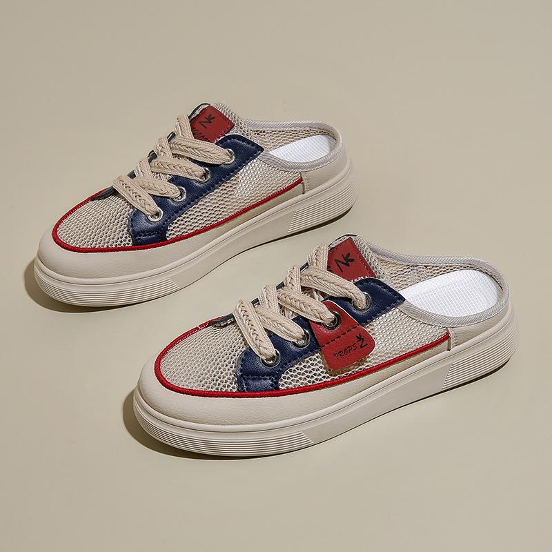 Summer New Through the Net Hollow Little White Shoes Female Students Versatile Casual Half Drag Women's Shoes Tide