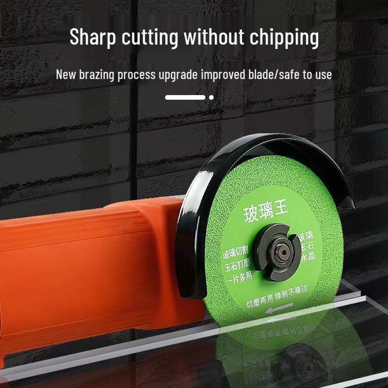 Glass King Cutting Disc for Wine Bottles, Stone, Tiles, Jade; Diamond Grit Blade for Angle Grinders, Edge-Free Design