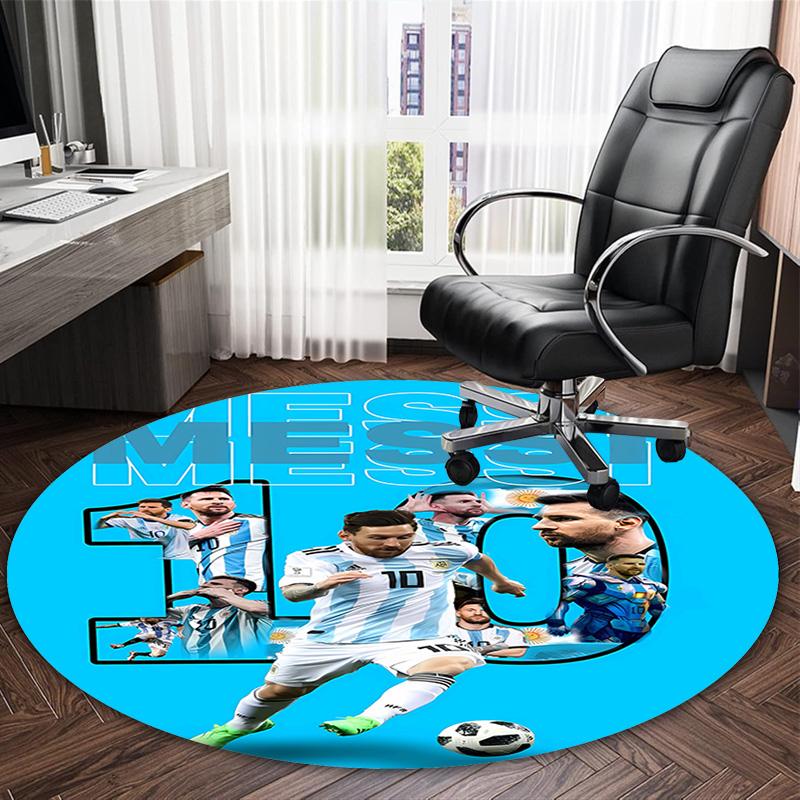 1pc Football Star (2) Print Round Carpet Chair Round Carpet Suitable for Bedroom Living Room Home Decorative Carpet