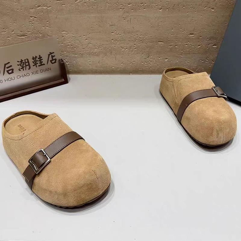 Fashion Flats Platform Women Mules Shoes Slingback Suede Slippers Casual Dress New Sandals 2025 Summer Fashion Classic Chaussure Femme