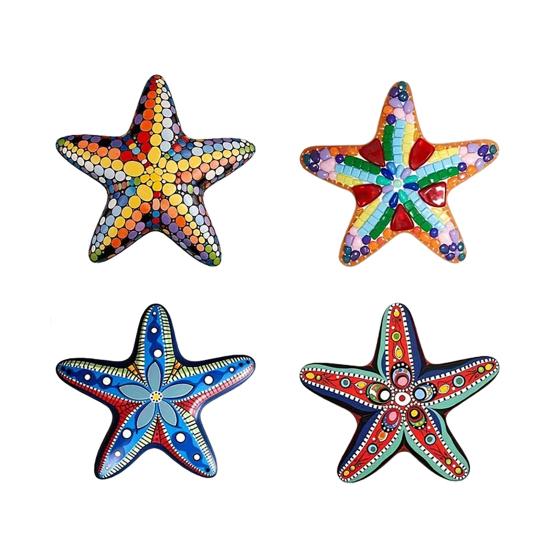 

4 Pcs Summer Starfish Coastal Wall Decor Beach Theme Wooden Starfish Wall Art Farmhouse Hanging Sculpture for Bathroom Bedroom Decor