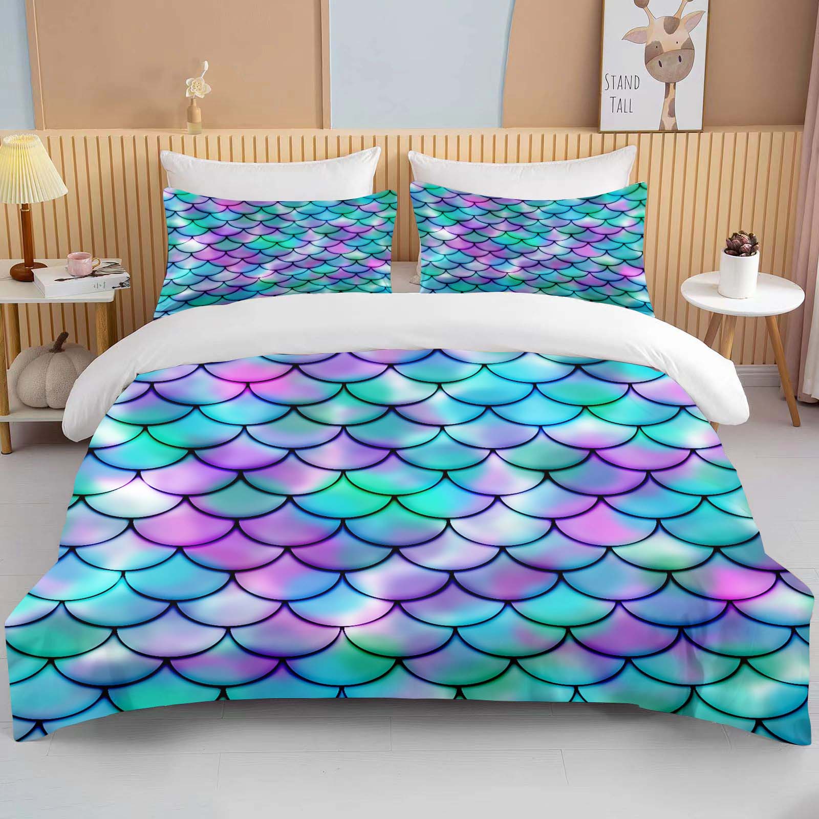 

Fantasy Fish Scale Art Print Bedding Set Duvet Cover 1 Duvet Cover 2 Pillowcases Adult And Children Bedding Set Luxury Gril Gift EU single(135x200cm)