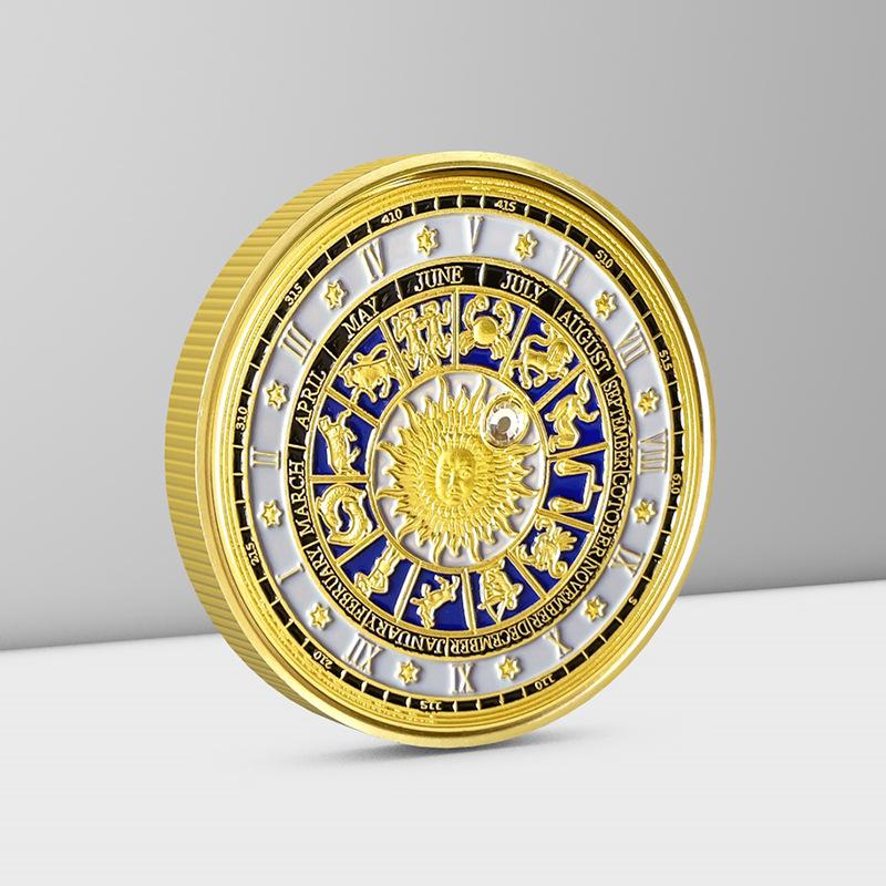 Diamonds, zodiac signs, creative coins, gifts for girls, complete set, vintage style, gold-plated coins, gifts, creativity, collectibles