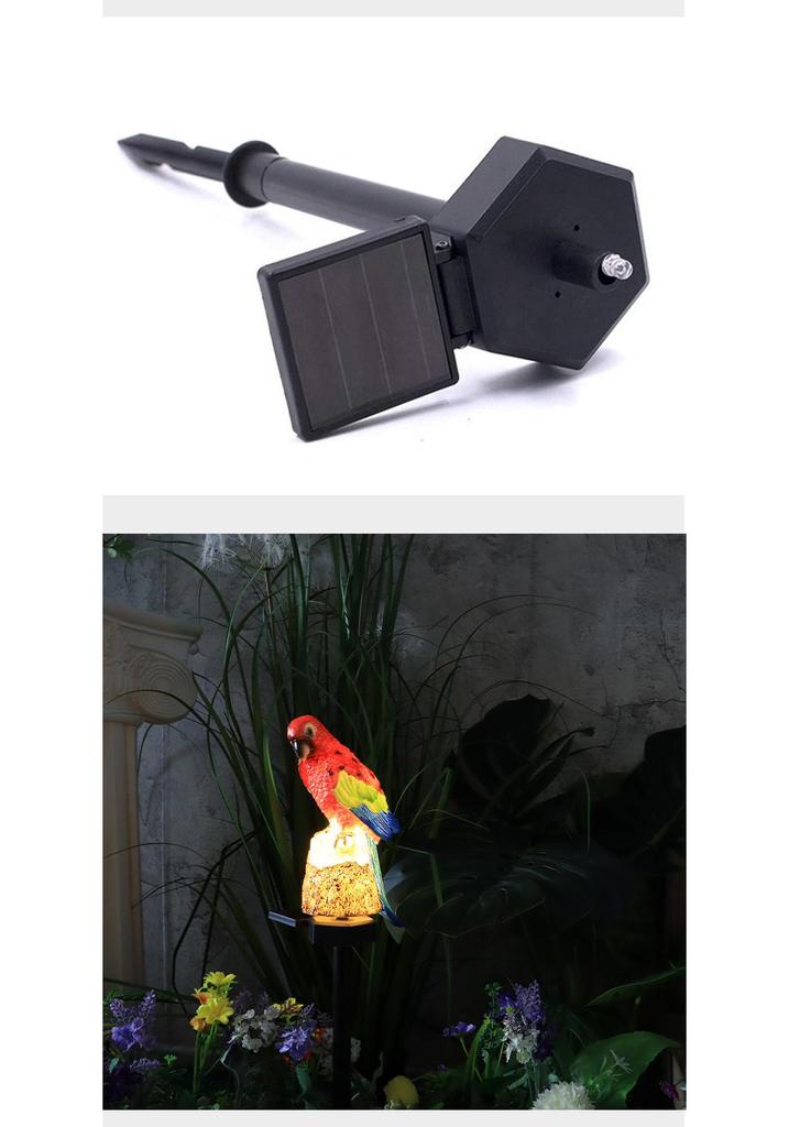 Cross-border Solar Resin Parrot Lawn Lamp - Outdoor Decorative Ground Light