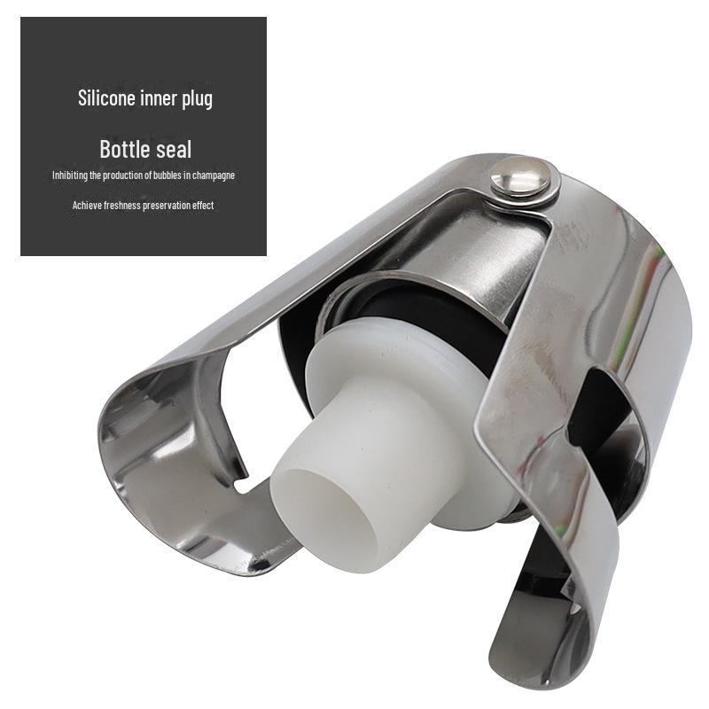 Vacuum-Sealed Stainless Steel Double Buckle Silicone Wine Stopper for Champagne & Sparkling Wine