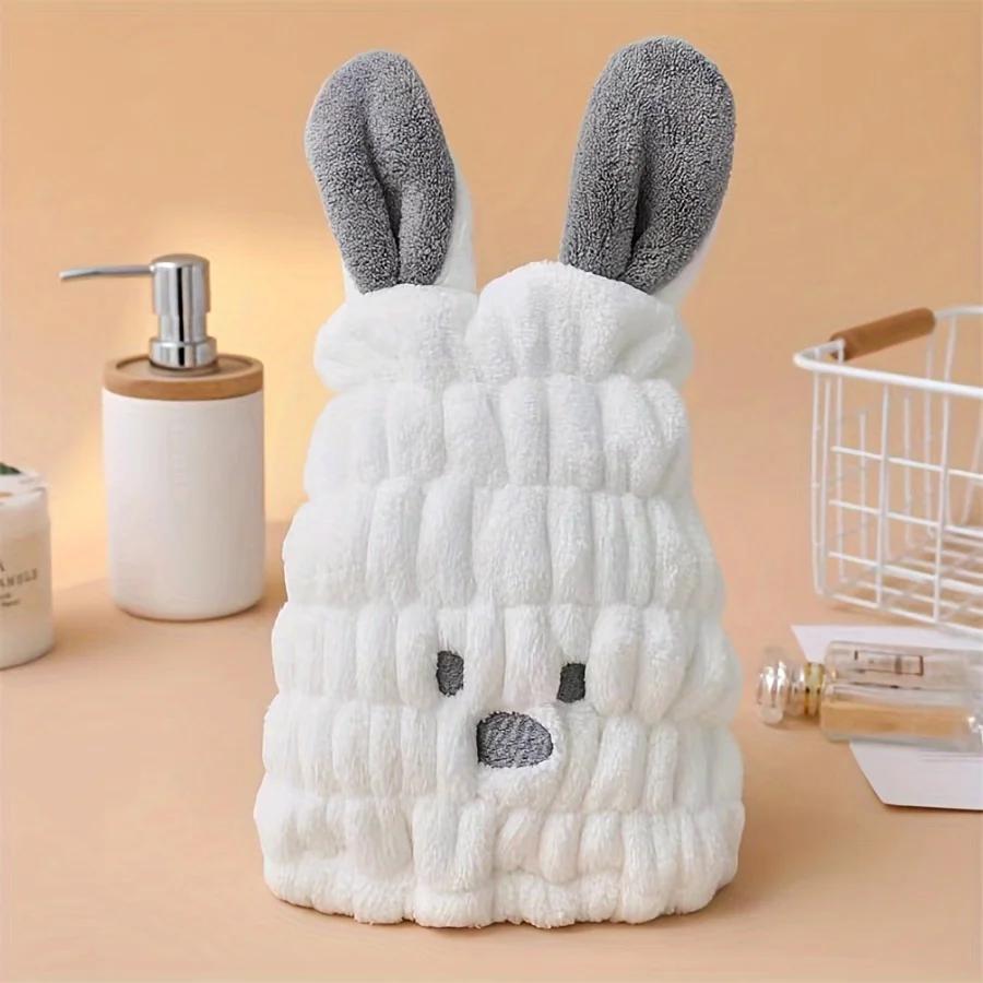 1PC Creative Rabbit Design Hair Drying Cap, Cute Cartoon Hair Towel For Bathroom, Elastic Super Absorbent Shower Cap