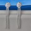 Charming 925 Sterling Silver Exquisite Tassel Rose Flower Earrings for Women Fashion Wedding Jewelry Party Gifts
