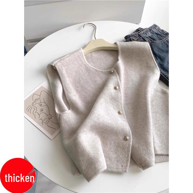 Elegant Gold-Button Knit Vest for Women - Versatile Sleeveless Top for Spring and Autumn Layering