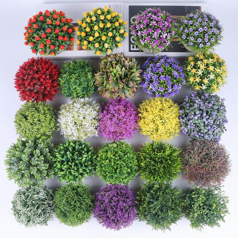 Planta de Simulación Planta en Maceta Decoración de Escritorio de Oficina Adorno de Planta Verde Planta en Maceta Bola de Hierba Planta Verde Milán Eucalipto