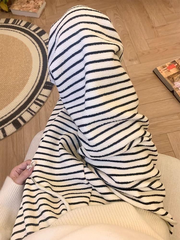 Retro Striped Wide-Leg Floor-Length Pants: 145cm Petite Fit for Women