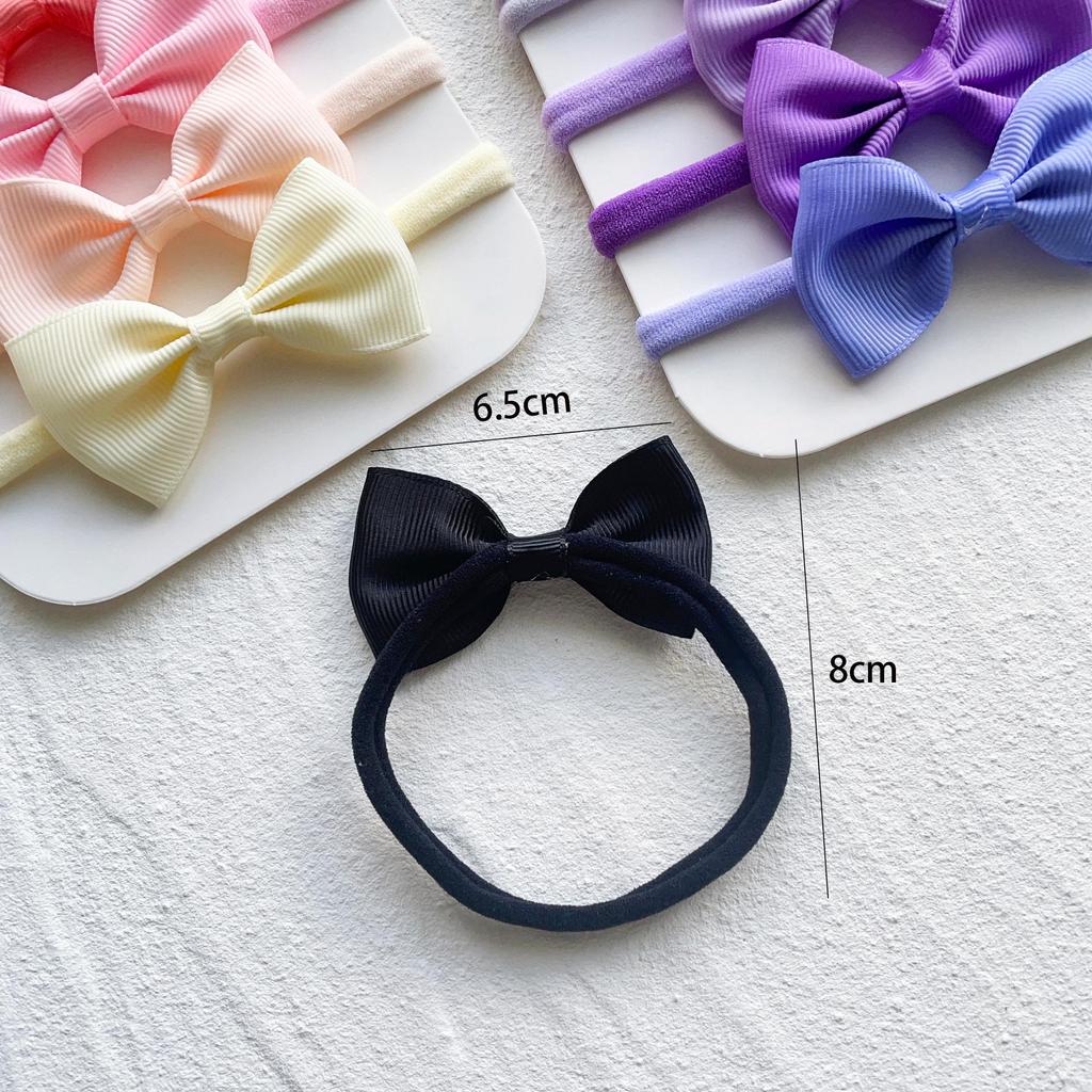 Solid Color Bow Hairpin & Ribbed Headband Set for Girls