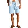 Men Shorts with Reinforced Pockets Elastic Waist Adjustable Drawstring Pure Color Loose Fit Outdoor Sport Shorts Casual