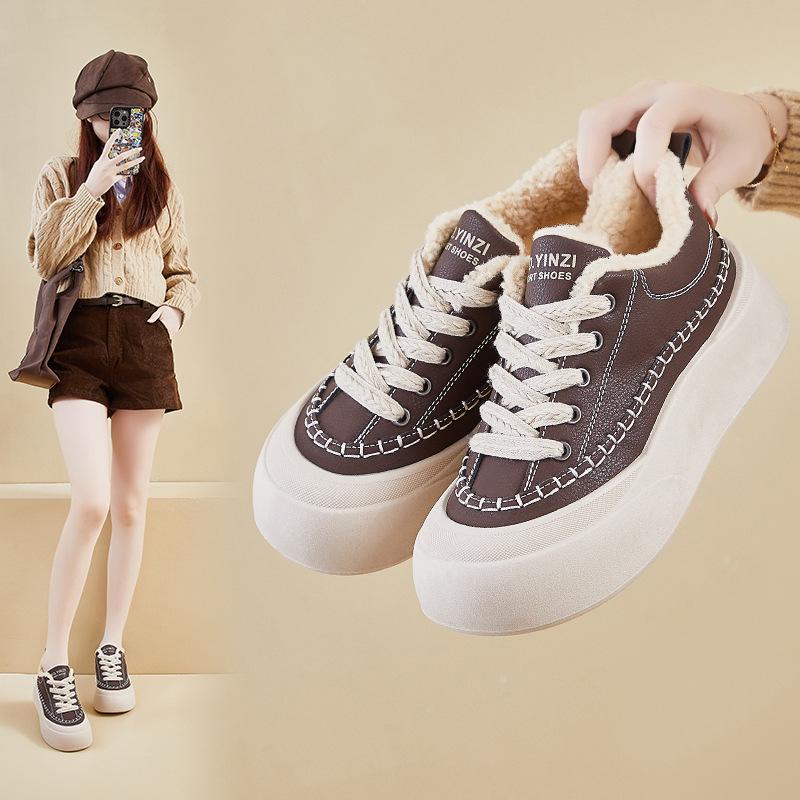 Winter Warm Snow Boots for Women Faux Suede Fuzzy Walking Shoes Women's Casual Anti-Slip Comfortable Chunky Platform Short Booties With Faux Fur Lined