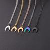 Moon Crescent Mirror Pendant Necklace - European & American Style, Titanium Steel, Fashion Clavicle Chain