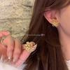 Fireworks Stud Earrings - Luxurious and High-end, with A Grand and Elegant Style. Golden Ear Jewelry for Women, Fashionable Earrings.