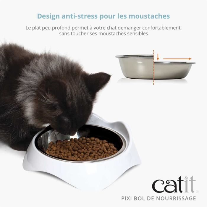 Gamelle pour chat - CATIT - PIXI - 200ml - Bols en acier inoxydable amovibles - Blanc