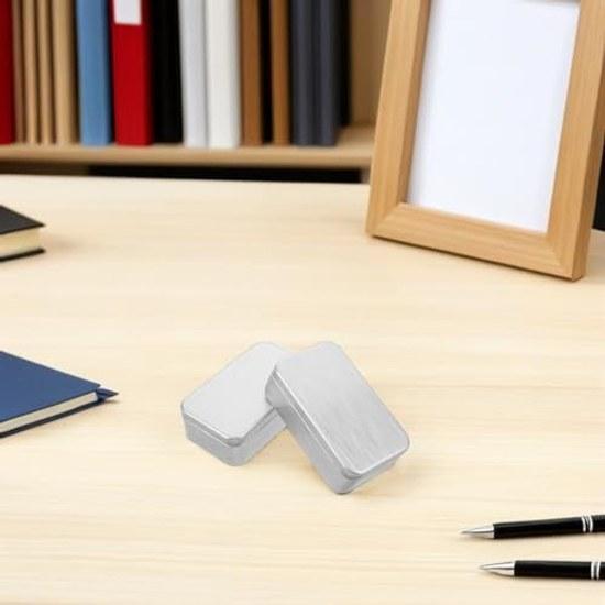 No-brand item 2 pieces Silver golf tee case can square tin storage box lid Ideal organizing small items jewelry Convenient portable organizer travel