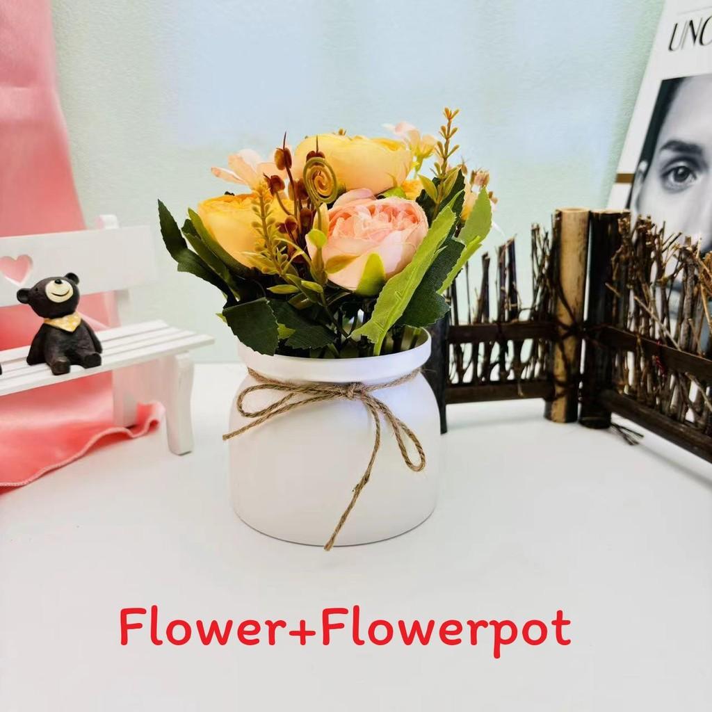 Camellia Flower Artificial Potted Plant For Home Decor And Wedding Arrangements