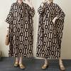 2025 Printed Stand Neck Loose Extra-Large Size Vacation Dress