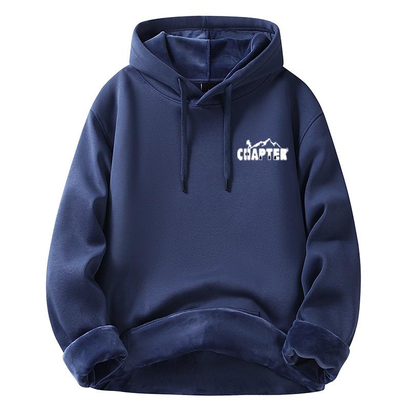 Black padded hooded sweater men's autumn and winter new cotton couple models thickened loose top coat