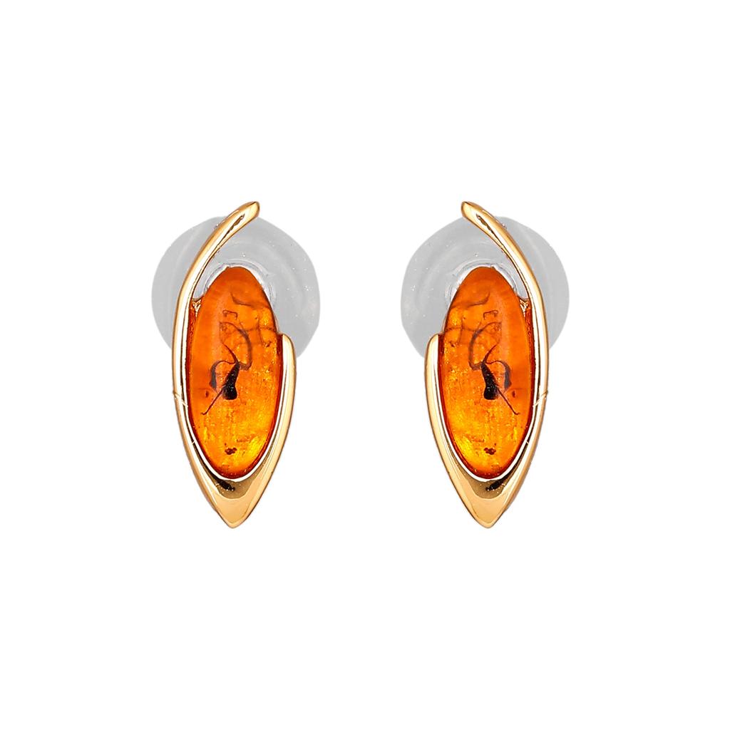 Gold Plated Earrings with Red Enamel