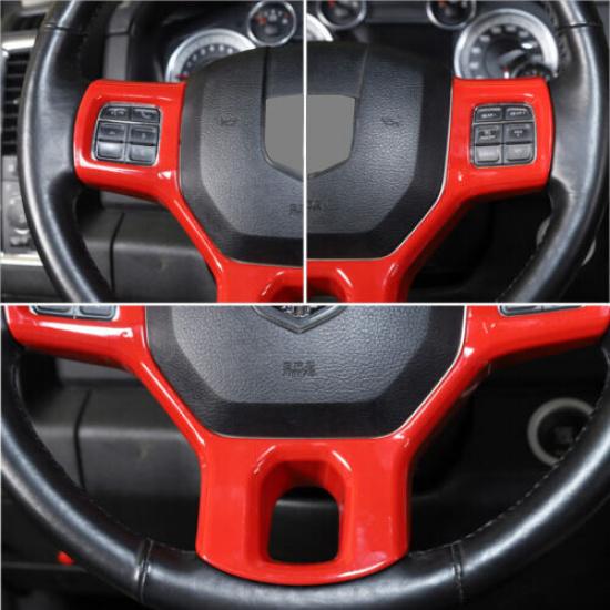1x Steering Wheel Panel Cover Trim Accessories For Dodge Ram 1500 2010-2017 Red